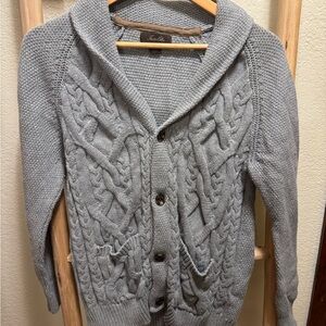 Tasso Elba Gray Cable Knit Cardigan Sweater